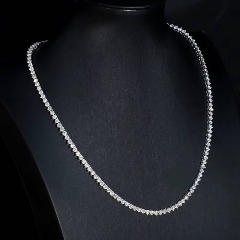 Hip-hop tennis necklace 925 Sterling Silver Tennis Chain With D Vvs Moissanite Gold Plated Fine Necklaces 3 Claws Gifts for Women and Men