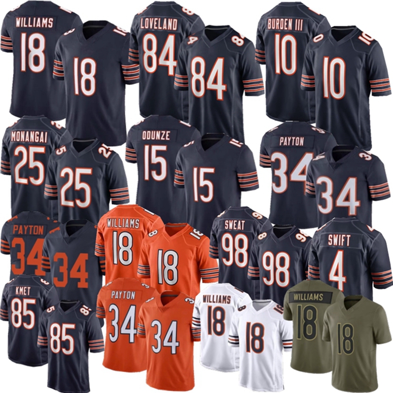 18 Caleb Williams Luther Burden III Colston Loveland Football Jersey Kyle Monangai Rome Odunze Hester Swift Payton Urlacher Jerseys
