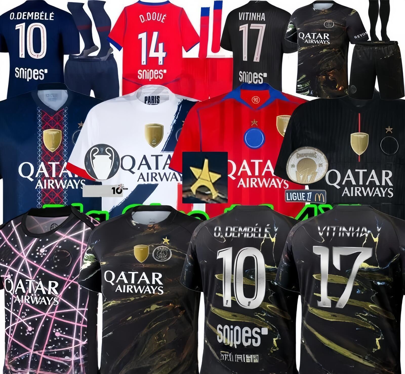 25-26psges de foot O.Dembele soccer jerseys Kvaratskhelia JOAO NEVES D.DOUE HAKIMI football shirt N.MENDES BARCOLA Kits paris st germain jersey top quality