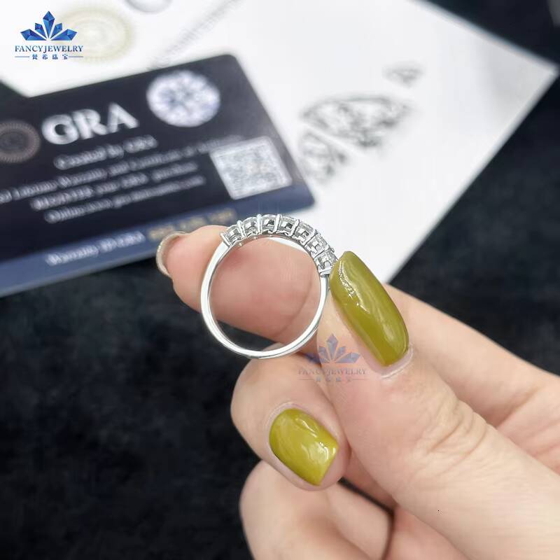 Pass Diamond Test Moissanite Half Eternity Finger Ring 100 Real S925 Silver 7pcs 3mm Moissanite Cheap Gemstones Rings Women