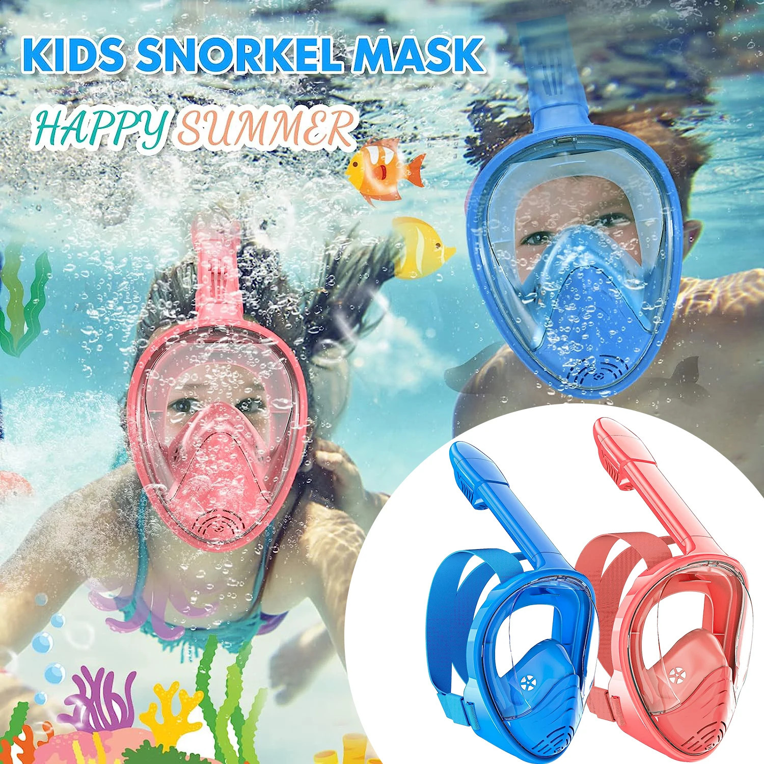 Professional Snorkeling Diving Mask Foldable 180 Degree Underwater Scuba Full Face Snorkel Mask Anti Fog Goggles for Kids Swim 260414