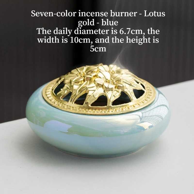 Chinese Style Tradition Colorful Ceramic Small Incense Burner Golden Household Plate Incense Net Household Tea House Hotel ZenT260415