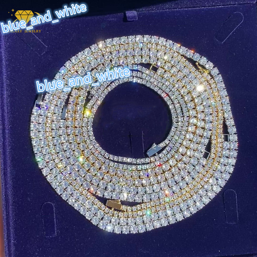 Hip Hop Pendant Accessory 3mm Tennis Chain Pass Diamond Tester Iced Out VVS Moissanite 925 Silver Tennis Chain Necklace