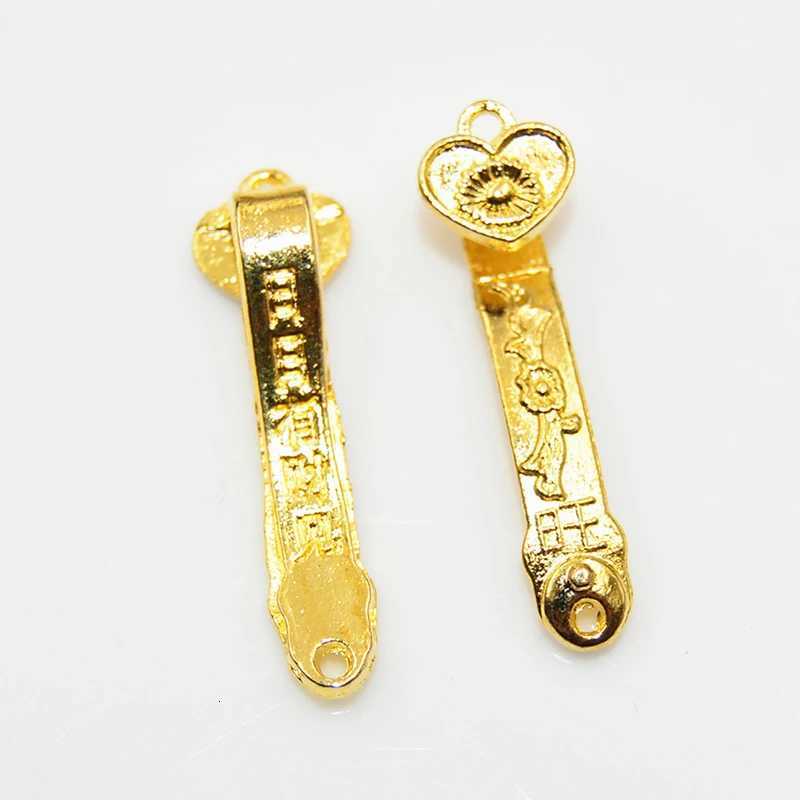 10pcs Chinese Amulet Crafts Golden Auspicious Ruyi Gifts Home Feng Shui Power Scepter Decoration Ornaments Good FortuneT260415