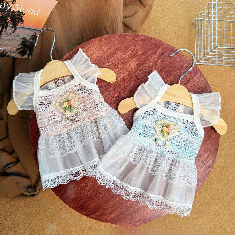Summer Thin Pet Clothes Hollow Flying Sleeve Princess Dress Breathable Anti-hair Loss Apparel For Dogs Cats Puppy Kitten Wholesale Dropshipping pupaka