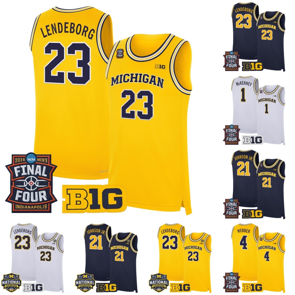 Michigan Wolverine 2026 Final Four Patch Basketball Jersey Morez Johnson Jr. Yaxel Lendeborg Aday Mara Trey McKenney Ricky Liburd Elliot Cadeau Elliot Cadeau