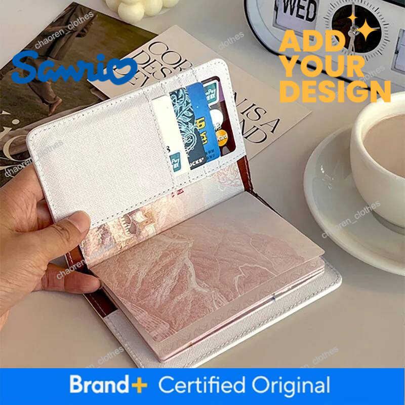 Hello Kitty Preppy Embroidered PVC Card Holder, Travel Passport Cover with Genuine Leather Lining, Zipper Pouch, Medium Hobos Shape, Short Wallet Leng - view 6