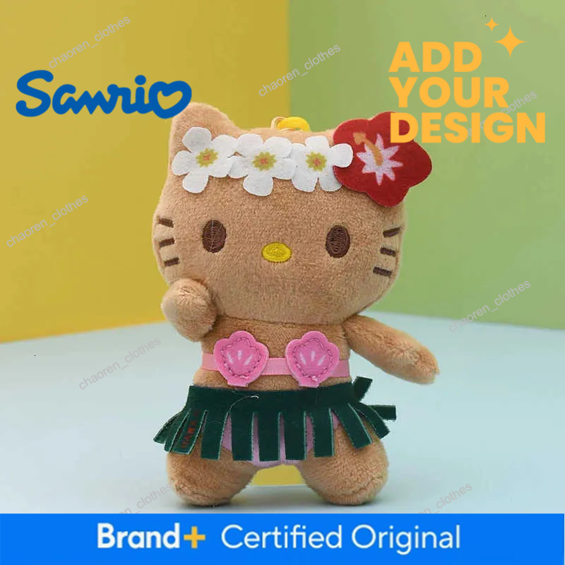 Sanrio 10 20cm Anime Hello Kitty Kuromi Dolls Filled Keychain Dark Skin Hawaiian Serie Cartoon Plush Toys Bag Pendant Gift