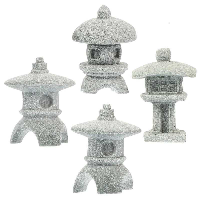 Retro Gazebo Chinese Lanterns Mini Pagoda Model Decoration Stone Miniature Statue Sandstone Home Garden Decor AccessoriesT260415