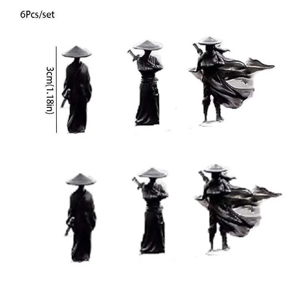 6Pcs/set Model Mini Chinese Swordsman Figure Cartoon Ancient Car Statue Ornament Exquisite Swordsman Miniatures CabinetT260415