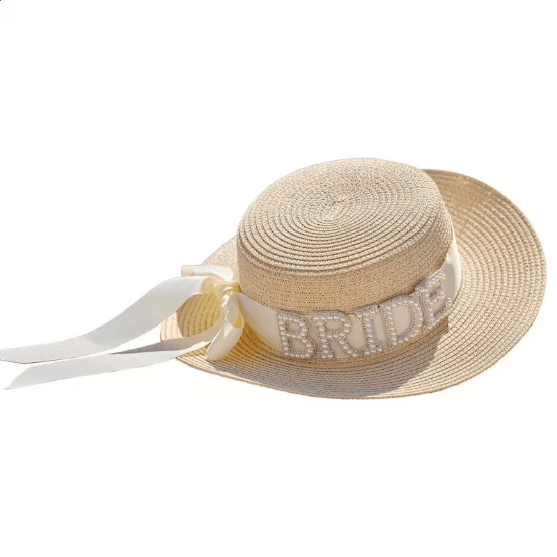 Pearl Bride sun Hat summer beach pool Wedding engagement Bachelorette hen Party Bridal Shower honeymoon Travel decoration gift 260414