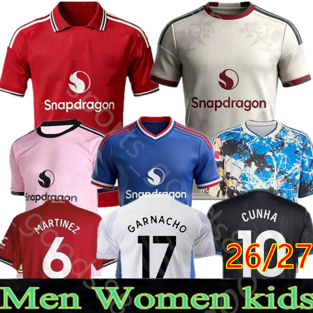 GARNACHO 26 27 HOJLUND soccer jerseys MARTINEZ RASHFORD MAINOO CASEMIRO MALACIA 2026 2027 football shirt fans player McTOMINAY MARTIAL B. FERNANDES men kids kit