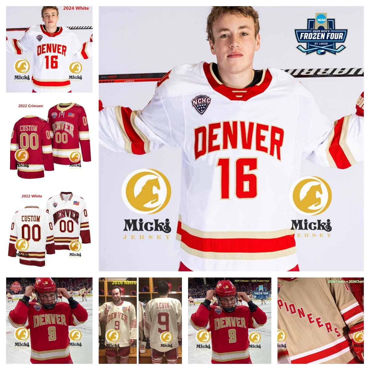 Mike Benning Carter Mazur 2025Champ Hockey Jersey Tristan Lemyre Magnus Chrona Jack Caruso Matt Davis Zeev Buium Stitched DenverPioneers Jerseys