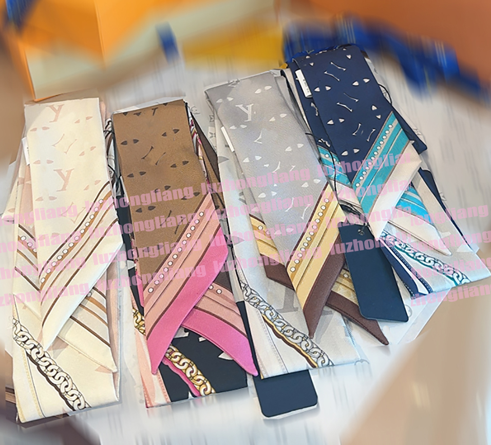 40C olor 2026 Senior Designer 100 Silk Scarf Ribbon Scarf Hair Strap Bag Tie Cute Long Ribbon Ribbon Hair Strap +box 6*120cm 8899
