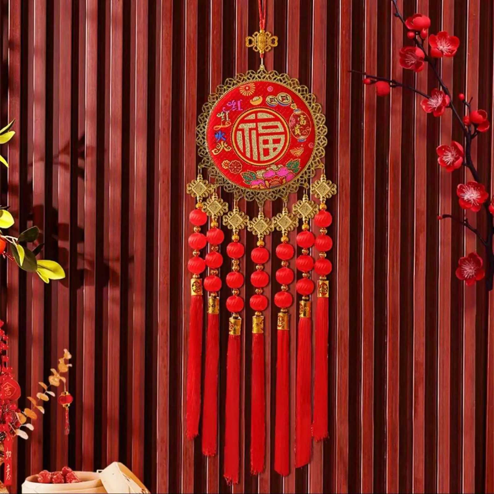 2026 Wooden Chinese Knot Lucky Character Pendant for New Year Spring Festival Home Decor Housewarming Gift Bedroom CelebrationT260415