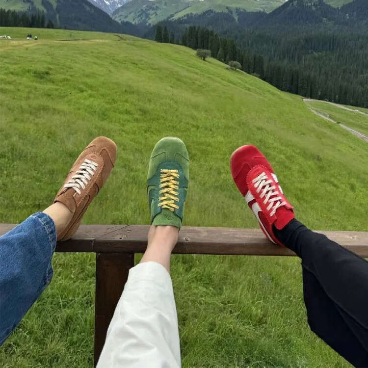 2026 Spring Women's Genuine Leather German Training Shoes, Height-Increasing Versatile Flat-Soled Casual Sports Sneakers for Daily Walking