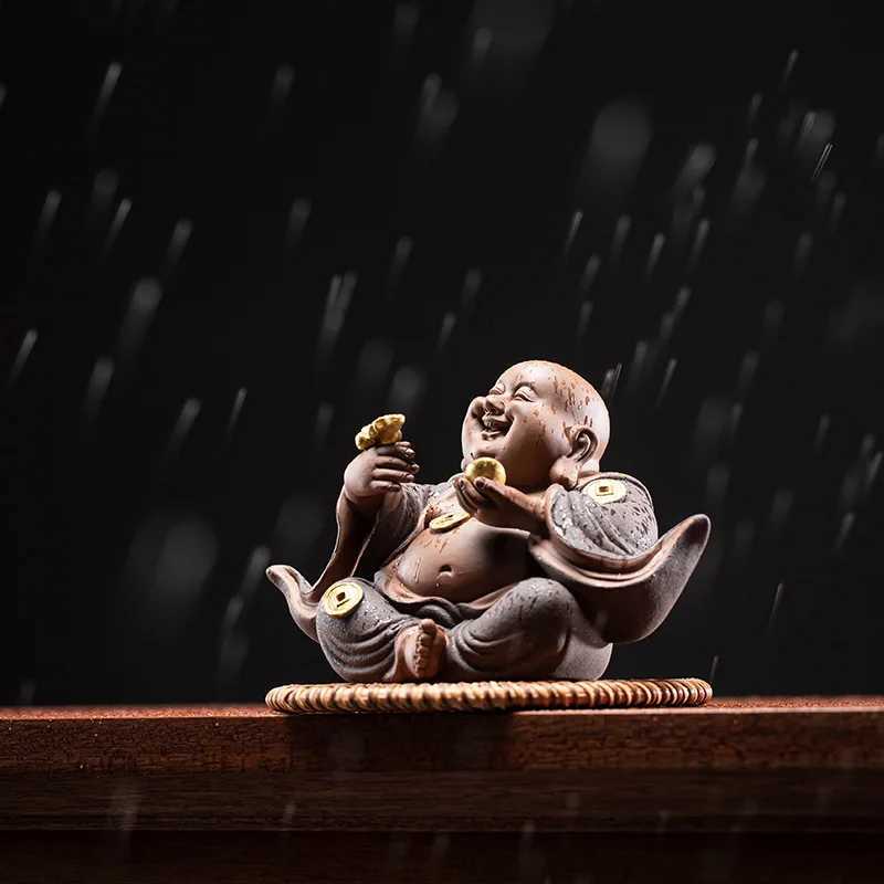 New Chinese Style Ceramics to attract wealth Maitreya Buddha Home Furnishings Car and Bookcases DecorationsT260415