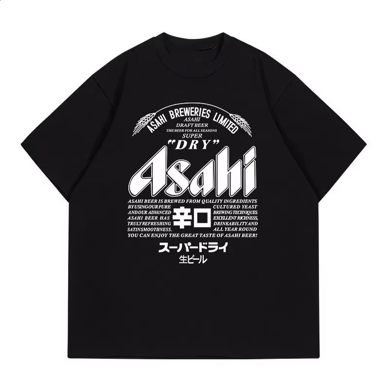 2026 Japanese Asahi Beer T-shirt - Summer Mens and Womens Unisex Retro American Casual Short-Sleeved Clothing Ins Y2k 260414
