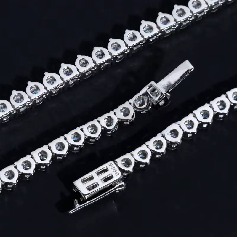 Hip-hop tennis necklace 925 Sterling Silver Tennis Chain With D Vvs Moissanite Gold Plated Fine Necklaces 3 Claws Gifts for Women and Men