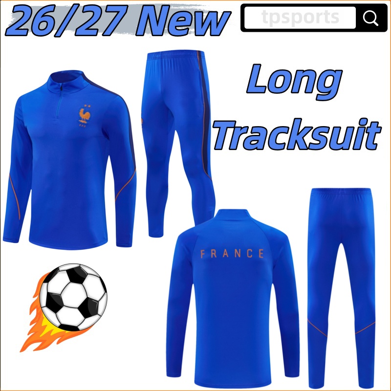 26 27 french tracksuit top long training suit long sleeved kit uniform chandal adult sweatshirt Sweater long sleeved tracksuit men kids france