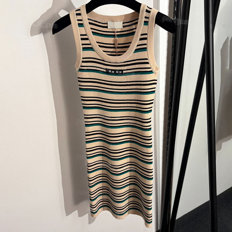 Luxury Slim Fit Knit Dress Designer Sleeveless Vest Minidress Summer Vacation Street Style Birthday Knitwear