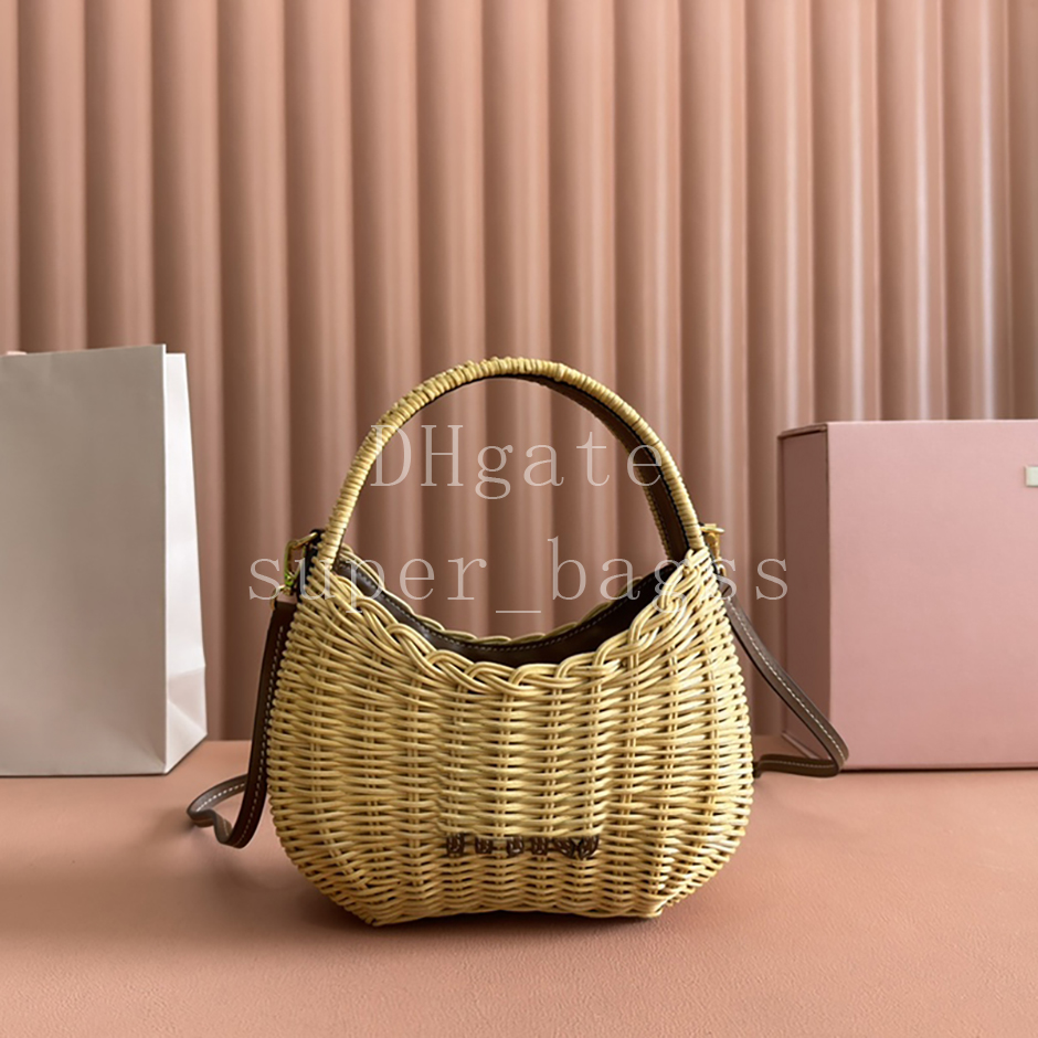 Wander wicker handbag Luxury Desianer Bag Small hobo bag 20CM Professional OEM Quality shoulder bag Rattan crossbody Bag with Gift Box MM5BC125D