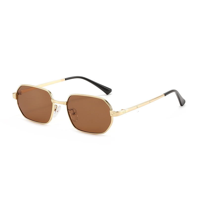 bestseller: Small square simple men, high-end fashion metal style narrow frame sunglasses for women