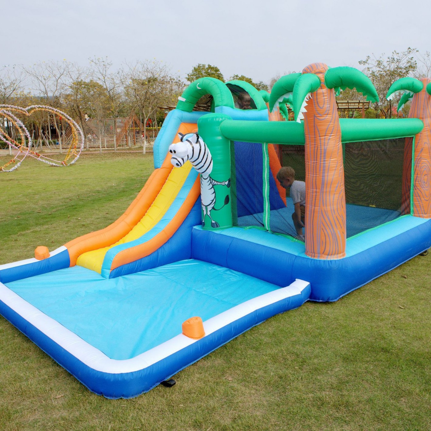 wholesale 4 5x3x2 5mH (15x10x8 2ft) Water Slide Inflatable Bounce House for Kids Outdoor Garden Party Game Bouncer Castle jumper bouncy Slides Park