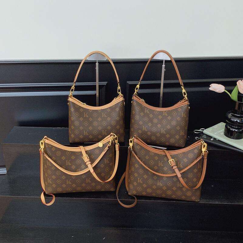 Monogram Hobo Shoulder Bag, Luxury Designer Crossbody Handbag, Large Capacity Tote Bag for Women, Fashion Casual Daily Commute Shopping Handbag Adjust