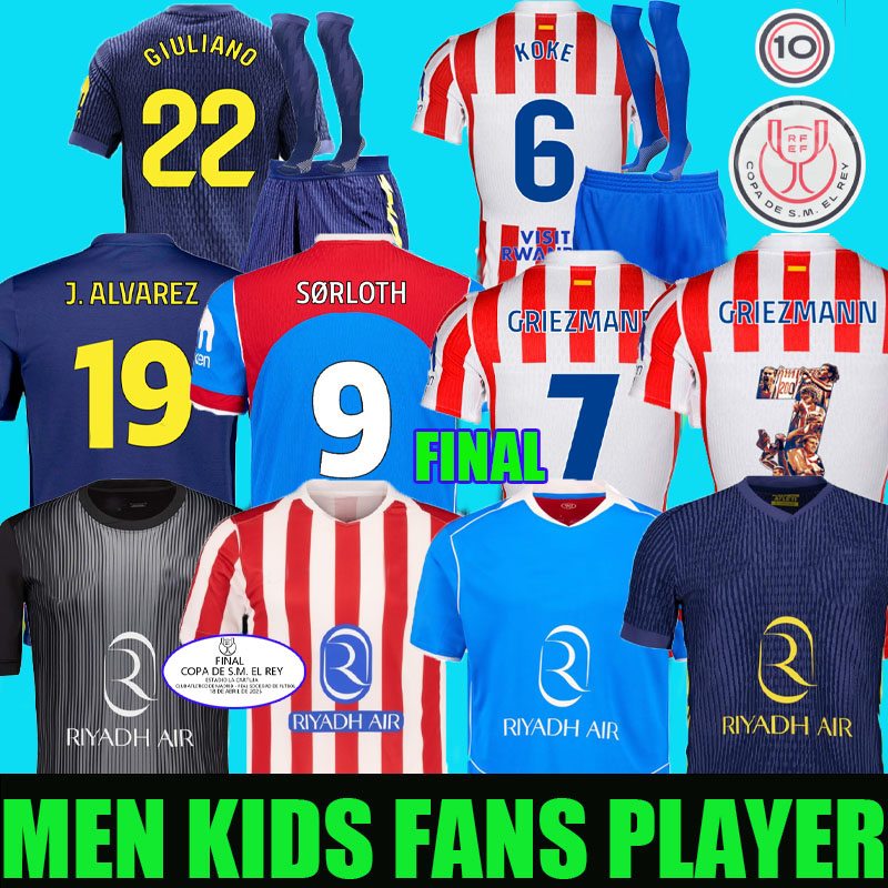 25 26 Atleticos madrid J. ALVAREZ GRIEZMANN Soccer Jerseys copa de rey final B. Sorloth ALMADA GALLAGHER KOKE SAUL camiseta 2025 football shirt men kids kit