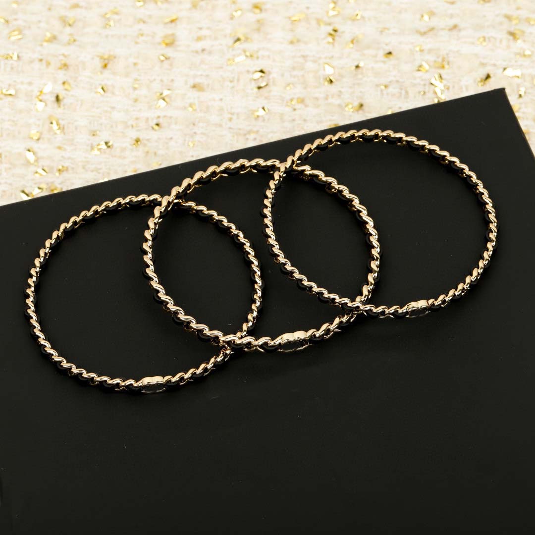 2026 Luxury quality charm 3pcs in a set punk bangle with black genuine leather in 18k gold plated have stamp simple design PS6519B - view 5