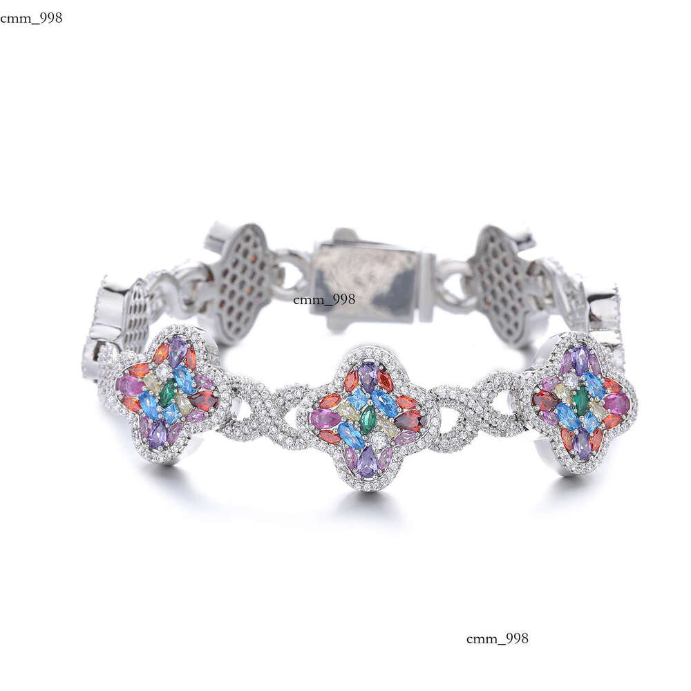 European and American Cross-Border Small Fragrance Style Four-Leaf Clover Star-Shaped Bracelet Multi-Color Full Inlaid 2025 Winter Frh Sweet Jewelry - view 7