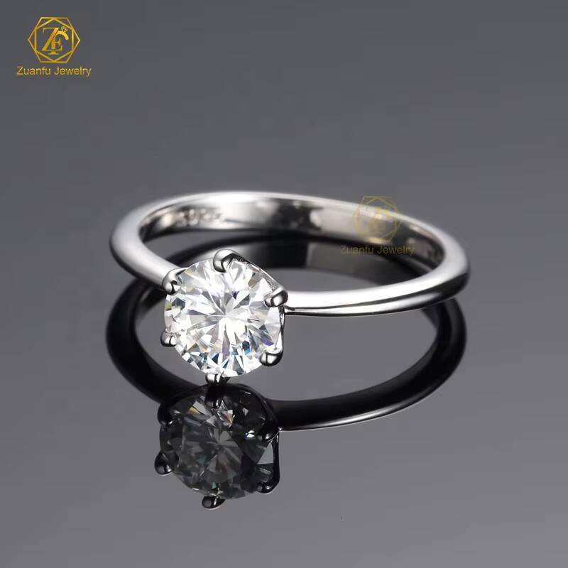 Fast Shipping 14K Solid Gold Classic Engagement Wedding Ring for Women 1CT Moissanite with Round Brilliant Cut Diamond