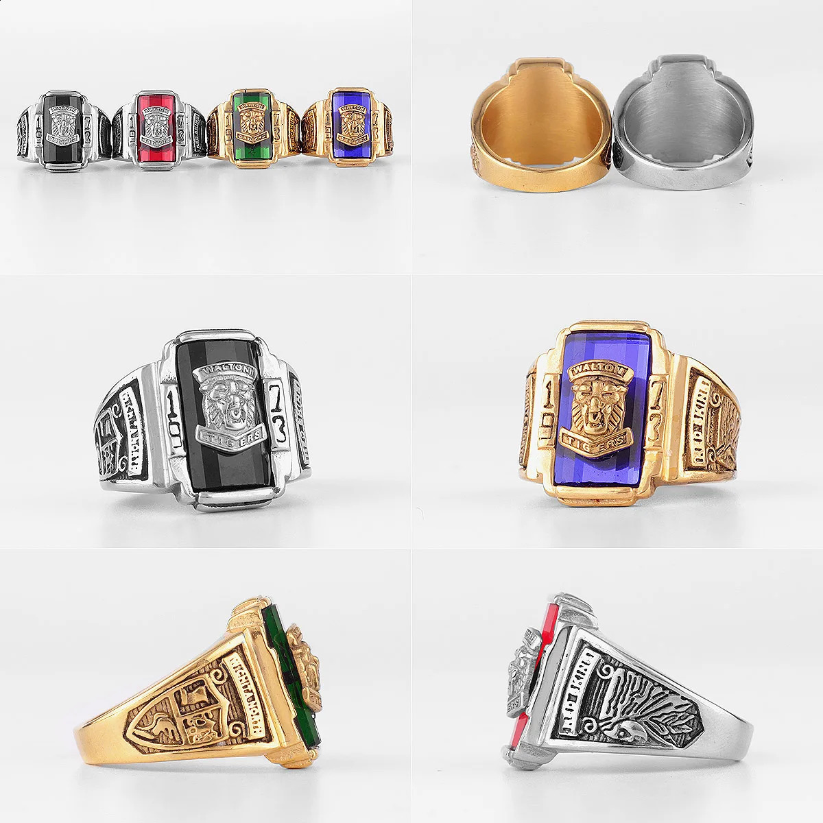 1973 Walton Tiger Stainless Steel Rhinestone Mens Rings Simple for Male Boyfriend Biker Jewelry Creativity Gift Wholesale260413