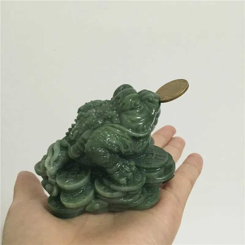 Money Buddha Statues Chinese Feng Shui Coin Three Legged Toad Frog Animal Statue Sculptures Home Decoration Man-made Jade StoneT260415