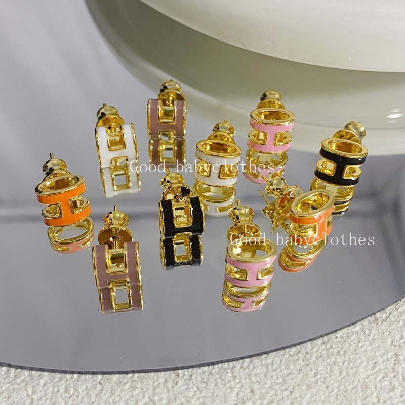 designer earrings for woman rose gold plated letters stud earrings luxury brand women h earring jewelry party wedding gift