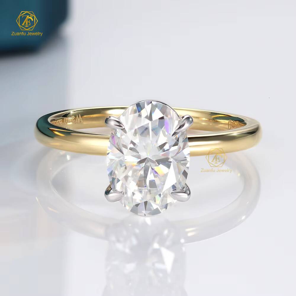 14K Solid Gold Solitaire 25carat Oval Moissanite Ring Engagement Vvs Moissanite Engagement Ring