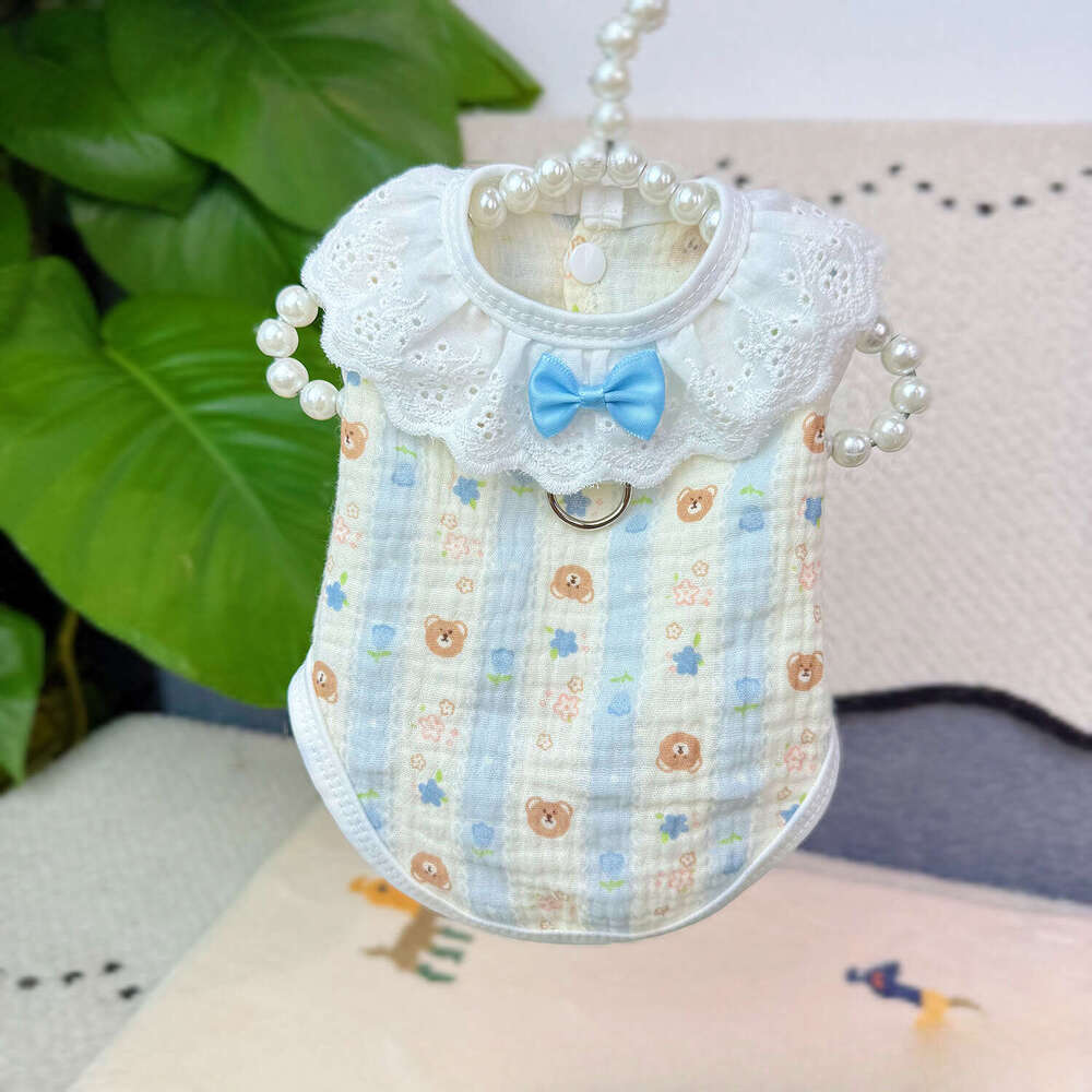 Spring Summer Ins Lace Vest Cotton Breathable Pet Clothes For Cats Dogs Bichon Korean Japanese Style Apparel Wholesale Dropshipping pupakaIK