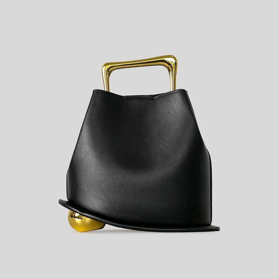 Fashion Metal Hand-Held Irregular Bucket 2026 New Women's Handbag Luxury Pu Leather Shoulder Crossbody Bags Small Tote Bag