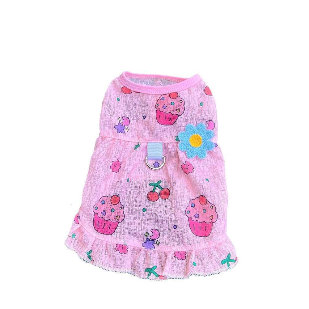 Summer Pet Cooling Clothes Breathable Vest Dress For Dogs Cats Anti-hair Loss Cute Design With Leash Hole Outdoor Pet Apparel pupakaIK