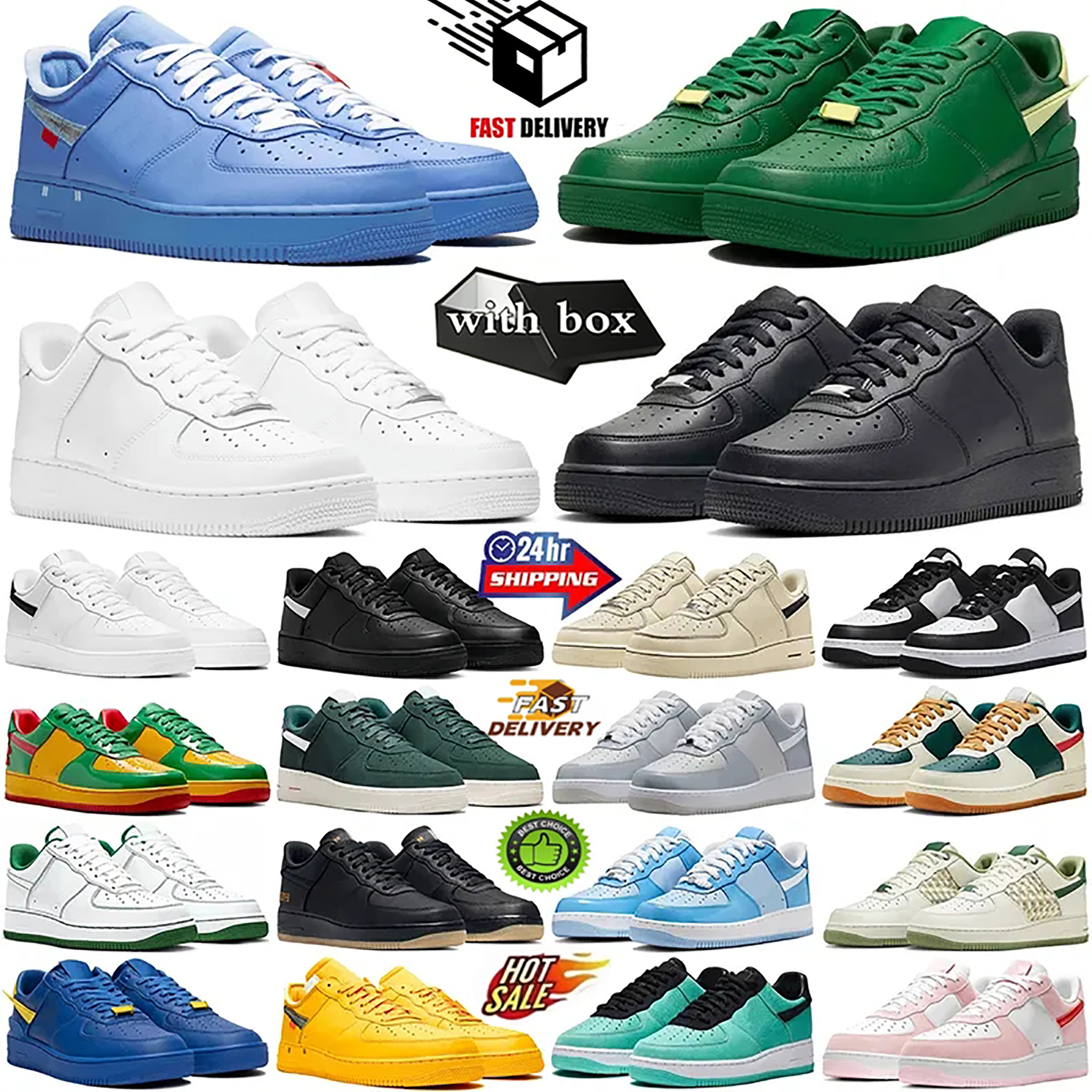 with box designer 1 07 Men Low Casual Shoes fashion platform skate shoes black white shoes blue yellow pink green grey trainers mens womens thick sole sneakers outdoor