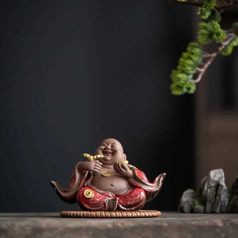 New Chinese Style Ceramics to attract wealth Maitreya Buddha Home Furnishings Car and Bookcases DecorationsT260415