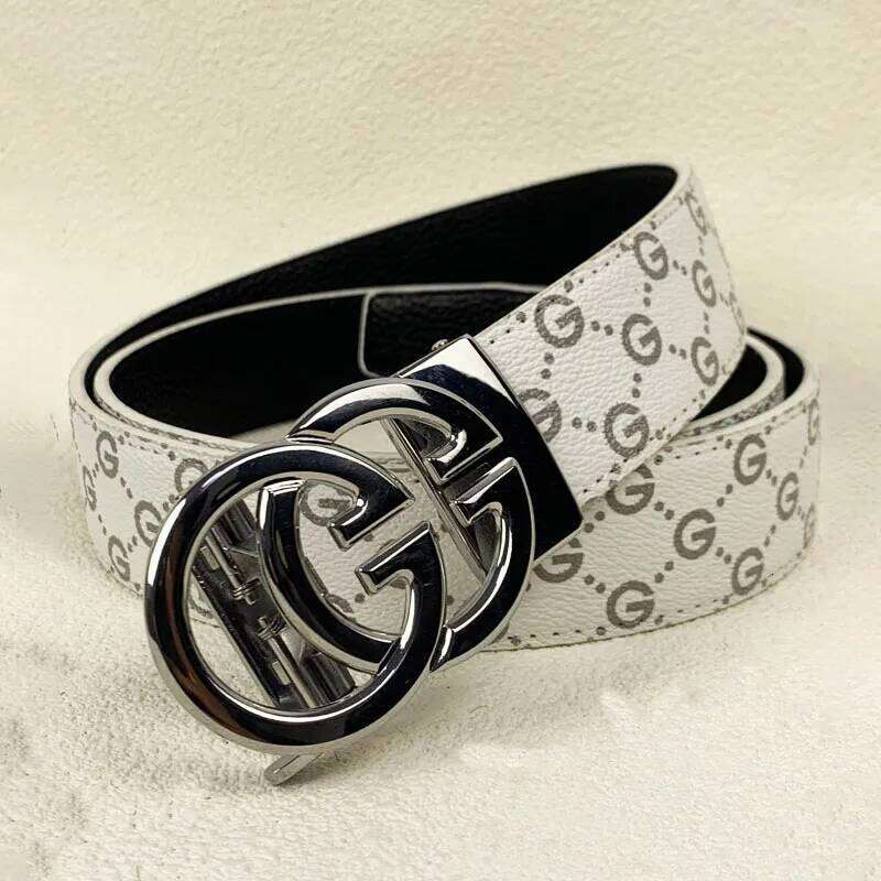 New Business Male Famous Style Metal Automatic Buckle Luxury Brand Women Belt Genuine Leather Belts For Men Strap Jeans - view 6