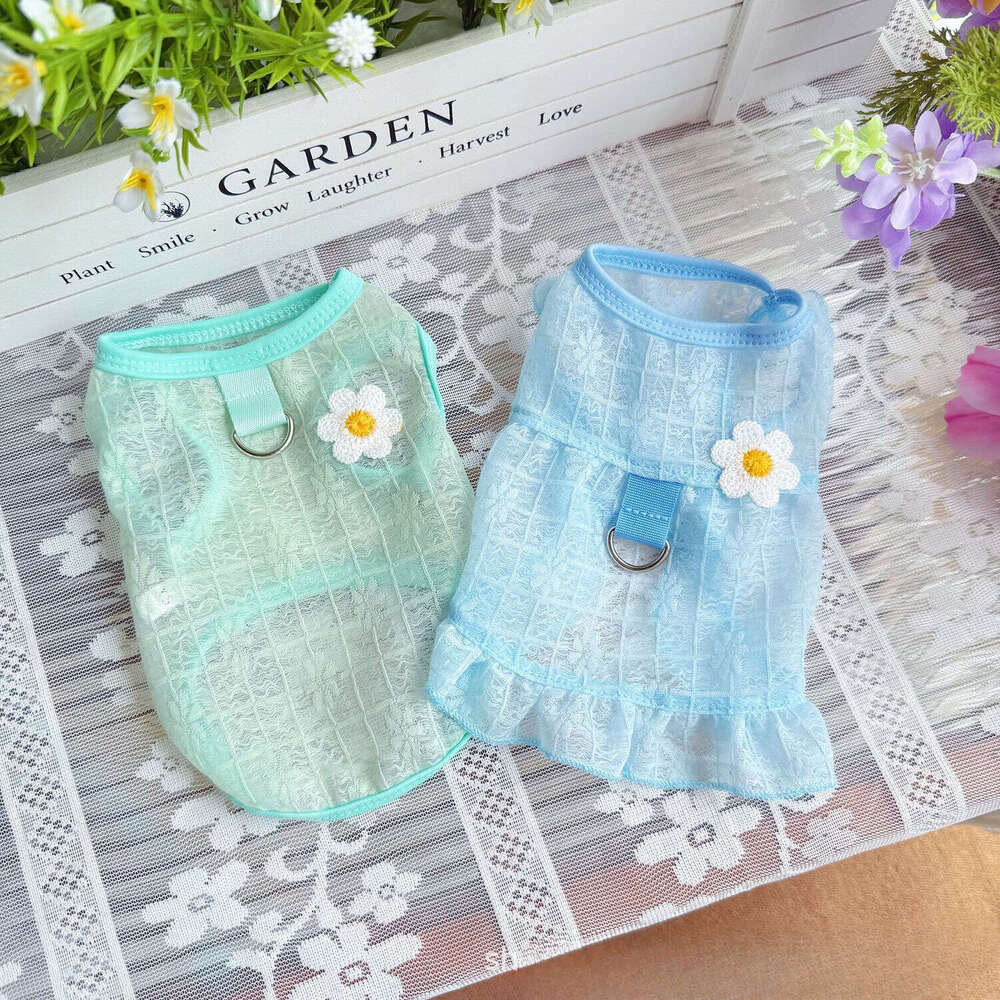 Summer Mesh Breathable Pet Dress Vest For Dogs Cats Sun Protection Anti-hair Loss Princess Bichon Teddy Apparel Wholesale Dropshipping pupakaIK