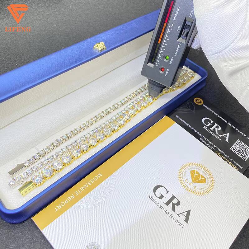 LiFeng Jewelry High Quality Tennis Chain Pass Diamond Tester 925 Sterling Silver 3mm-6mm Moissanite Tennis Chain Bracelet