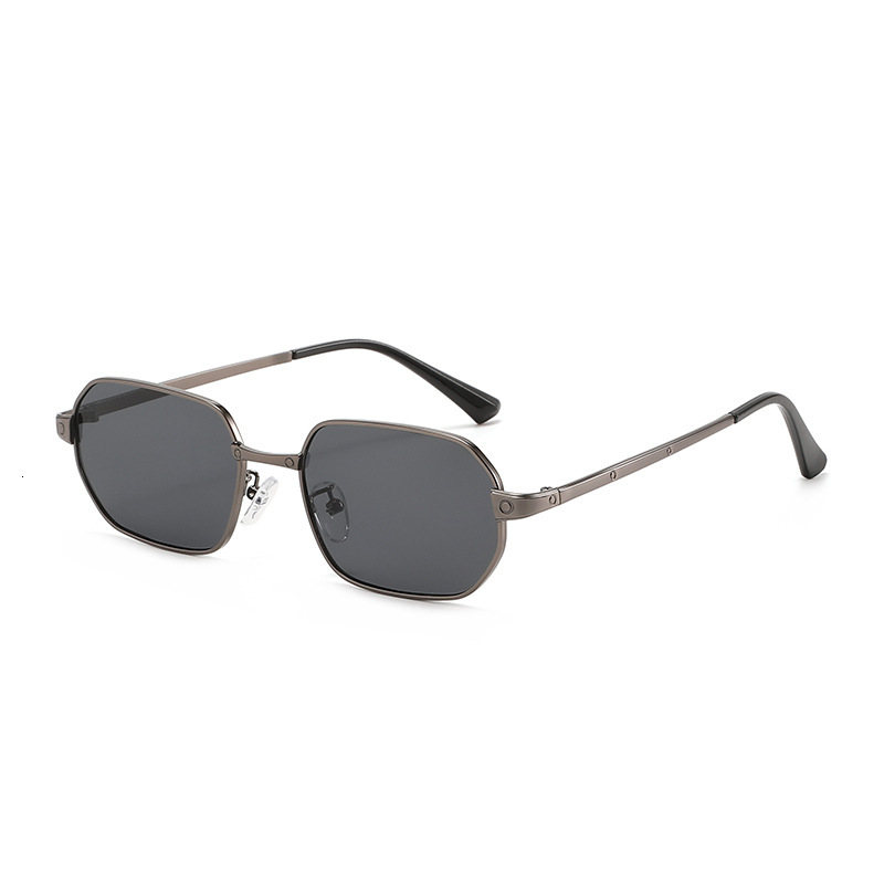 bestseller: Small square simple men, high-end fashion metal style narrow frame sunglasses for women