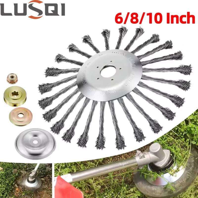 LUSQI 6/8/10 Inch Steel Wire Wheel Brush Garden Weed Cutter Head For Lawn Mower & Grass Trimmer Rust Removal Disc Tool