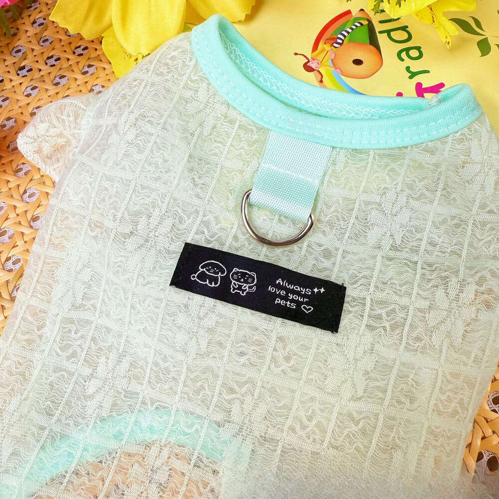 Summer Thin Mesh Hollow Pet Clothes Breathable Flying Sleeve Vest Cute Dog Cat Apparel For Small Dogs Teddy Bichon Puppy Kitten pupakaIK
