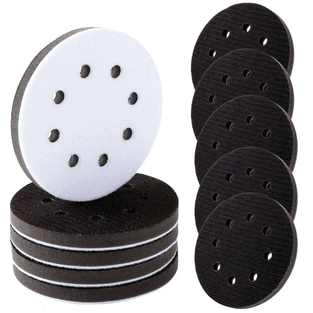 5Inch 8-Hole 125mm Hook&Loop Sponge Buffer Backing Pad - Self-adhesive Back Fleece Soft Cushion For Orbital Sander