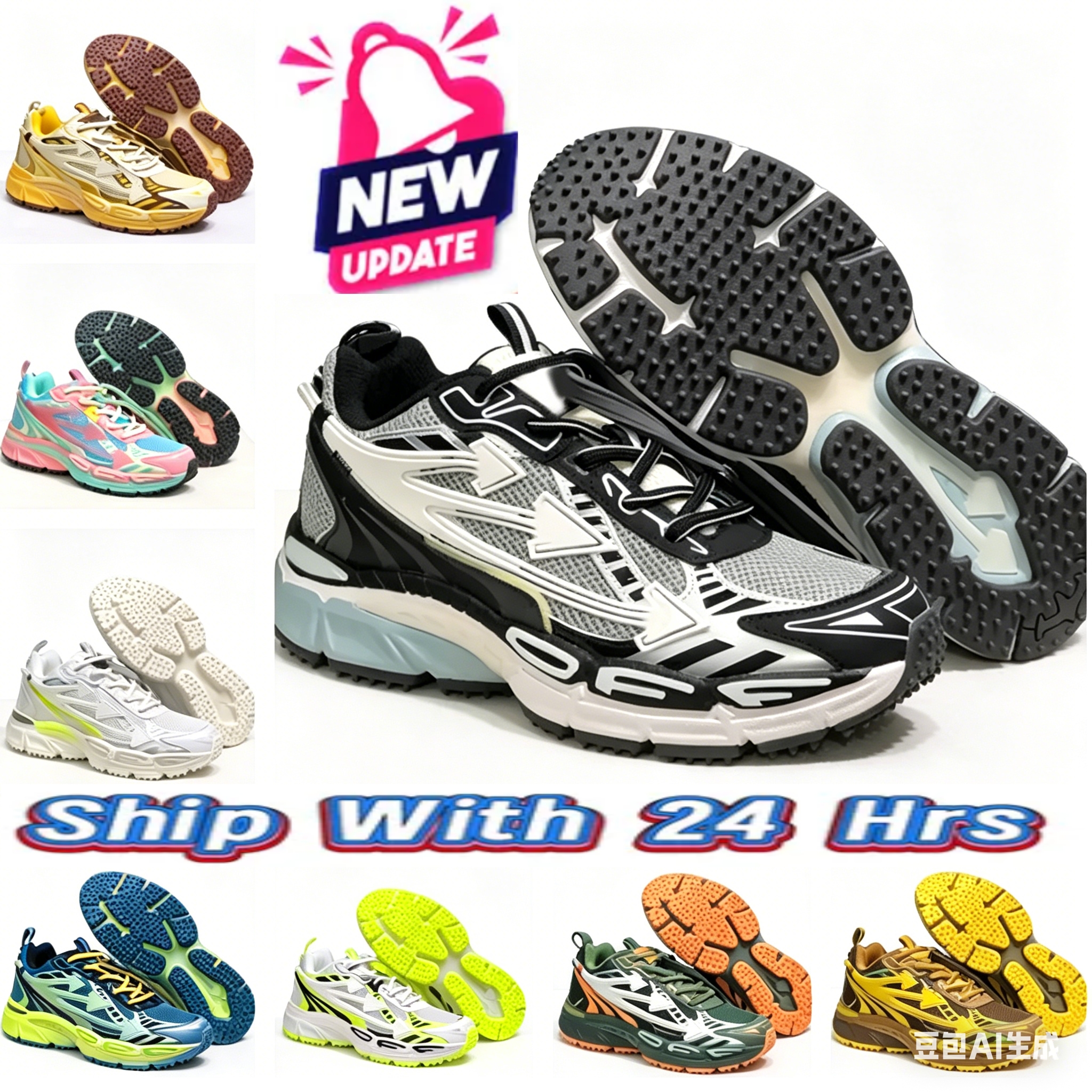 with box High-quality brand designer series casual sneakers sneakers women's mixed-color flat sports shoes, men's vintage distressed sneakers Sizes 36-45